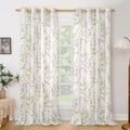 Linen Curtains 95 in 2 Panels Floral Leaf Pattern - Light Filtering