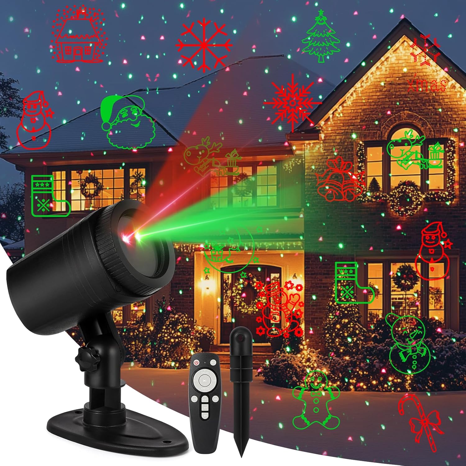 LUNSY Christmas Laser Lights - 16 Patterns, Remote Control