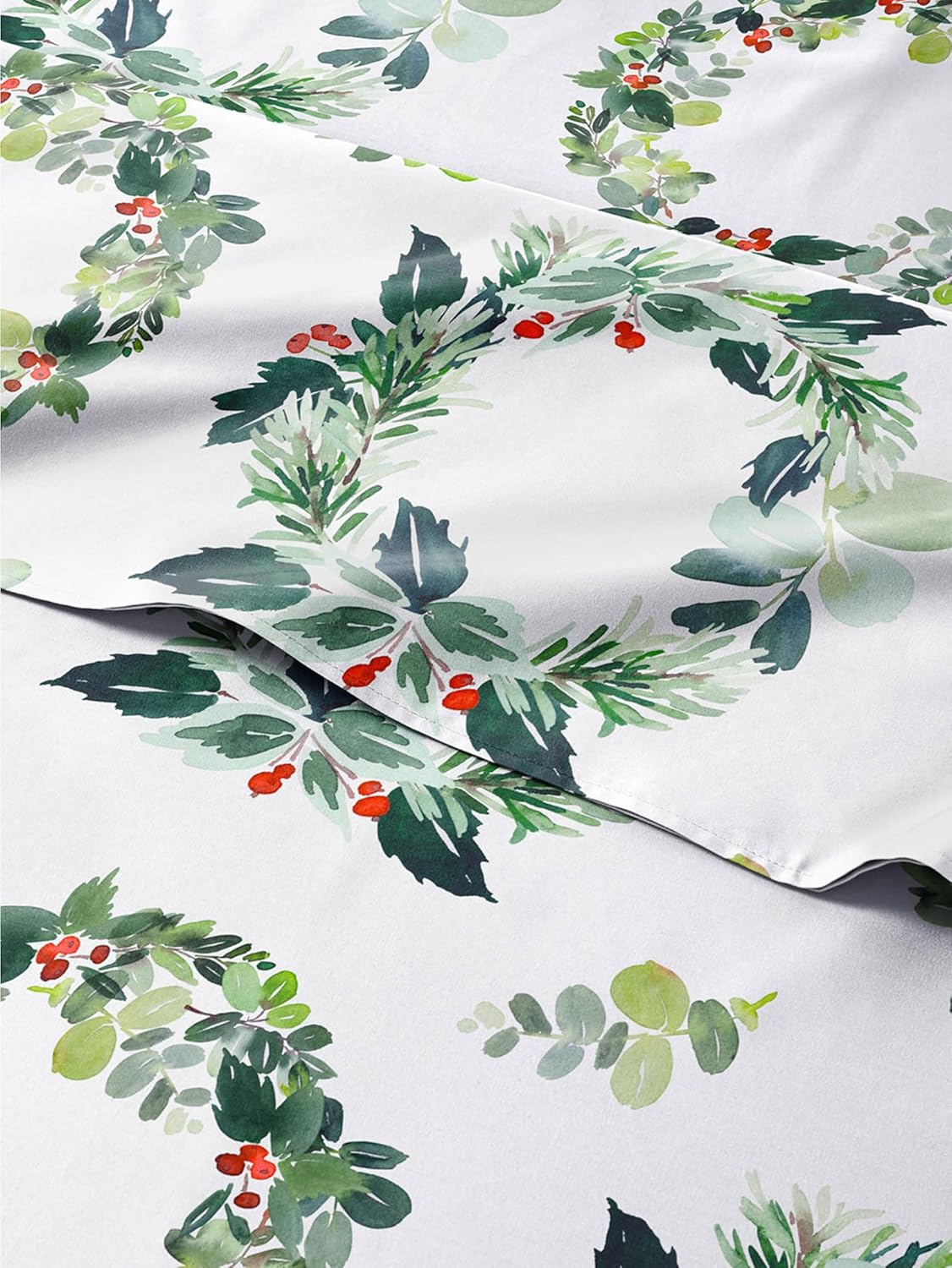 Full Christmas Holiday Wreath Sheet Set - Festive Bedding