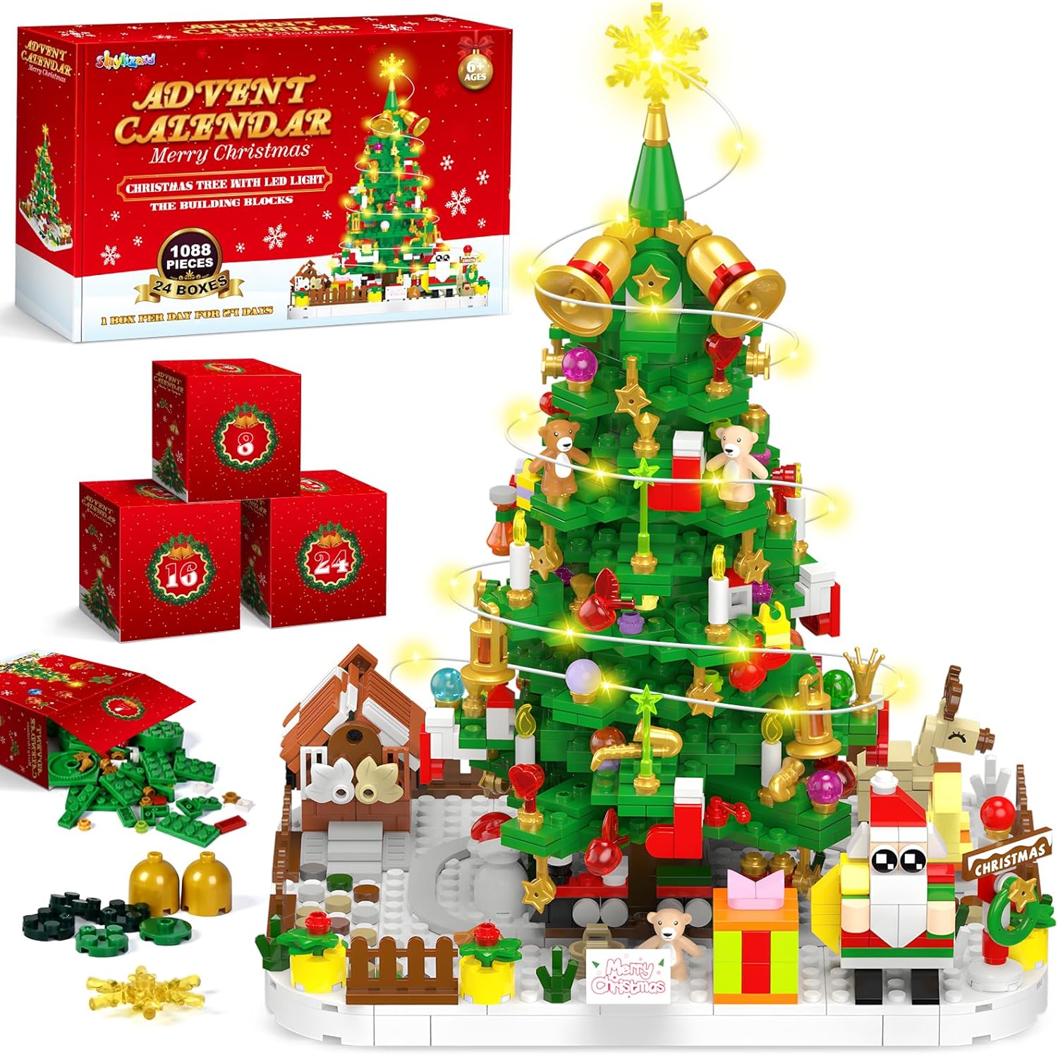 Advent Calendar 2025 Adult with 1088 Pieces Christmas Tree Kit