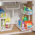 Under Sink Organizer Pull Out 2 Tier Slide Out Shelf - Space Saving
