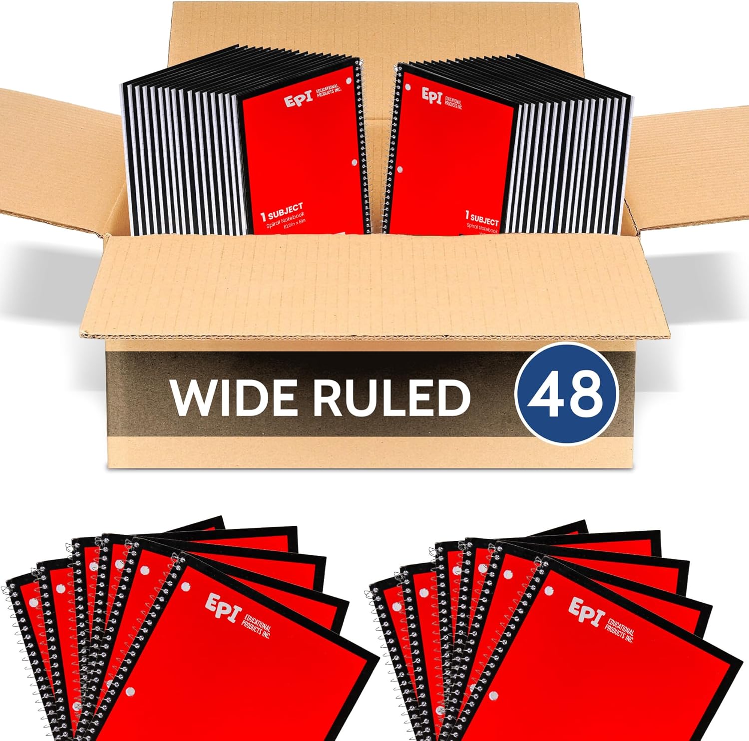Durable EPI Spiral Notebooks - 70 Sheets, 10.5 x 8 in - 48 Pack