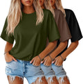 Huukeay 3 Pack Women's Half Sleeve T-Shirts - Soft Stretchy Tunic Tops