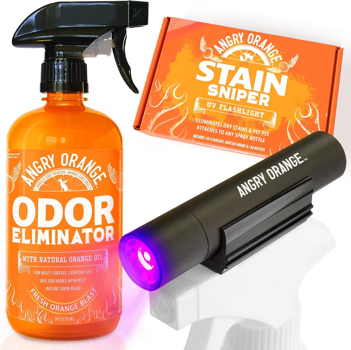Powerful Pet Odor Eliminator Kit with UV Flashlight for Urine