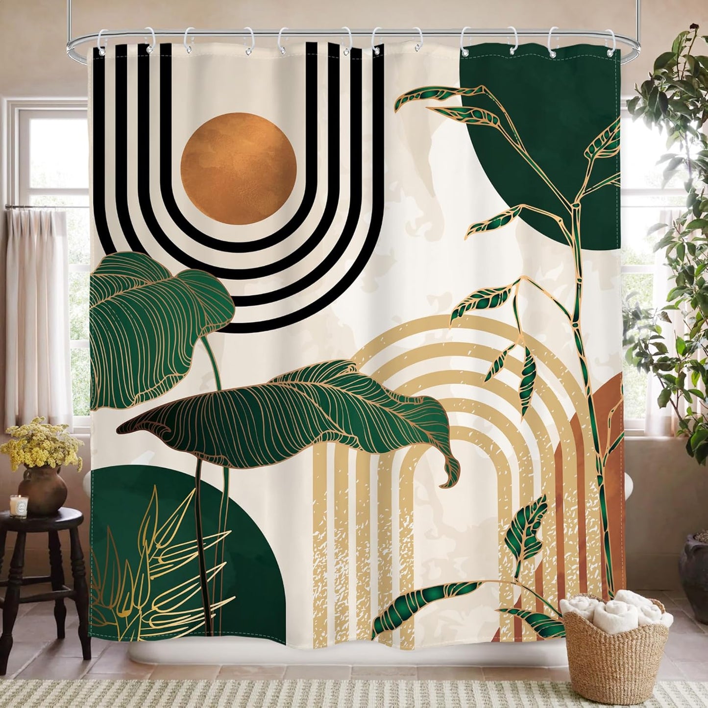 Mid Century Retro Shower Curtain Set