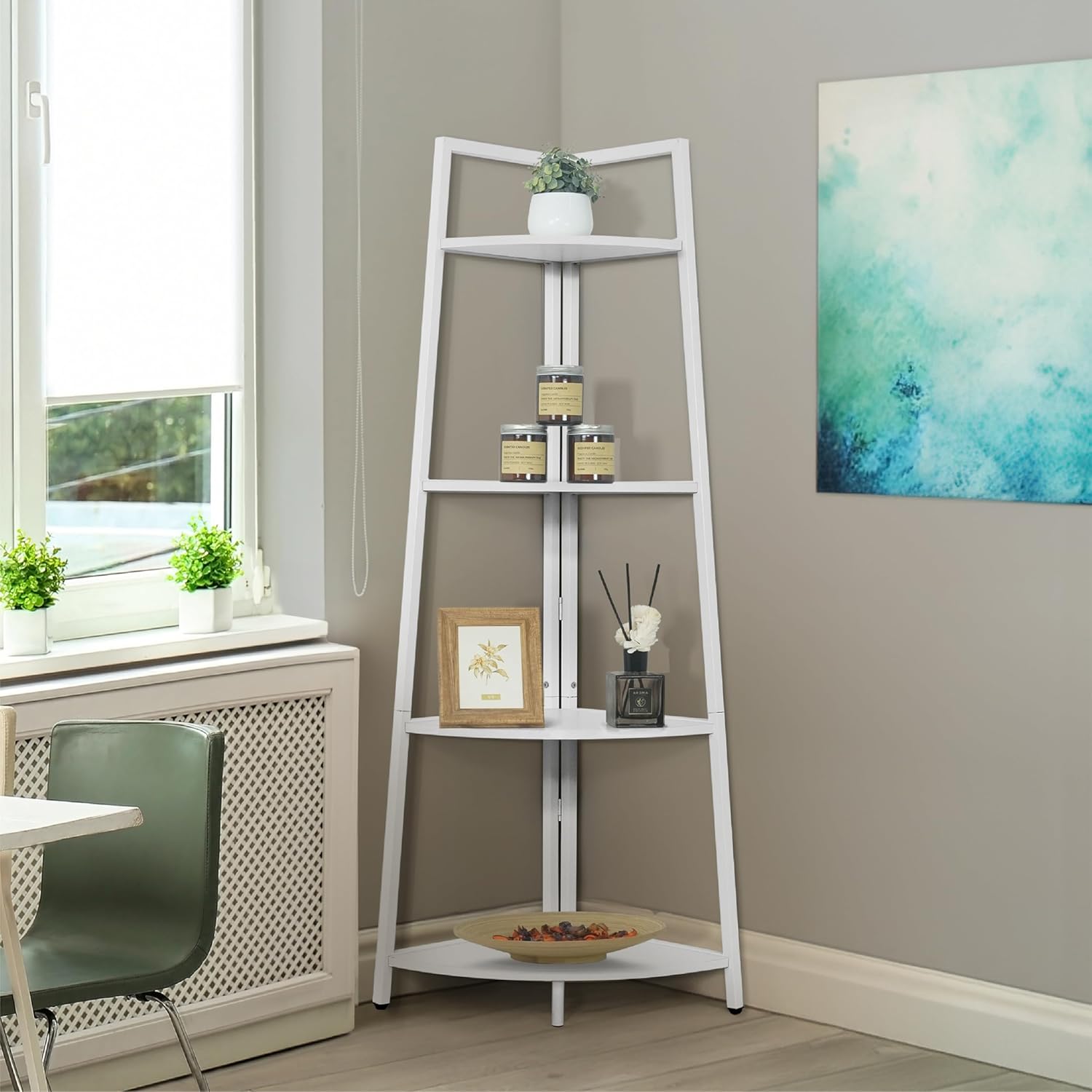 CAPHAUS Tall Corner Shelf Stand for Stylish Home Organization