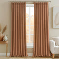 Terracotta Linen Curtains 102 Inches Long for Living Room Set