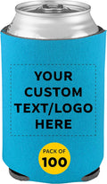 Custom Collapsible Beer Can Coolers 4mm Set of 100 - Neon Blue