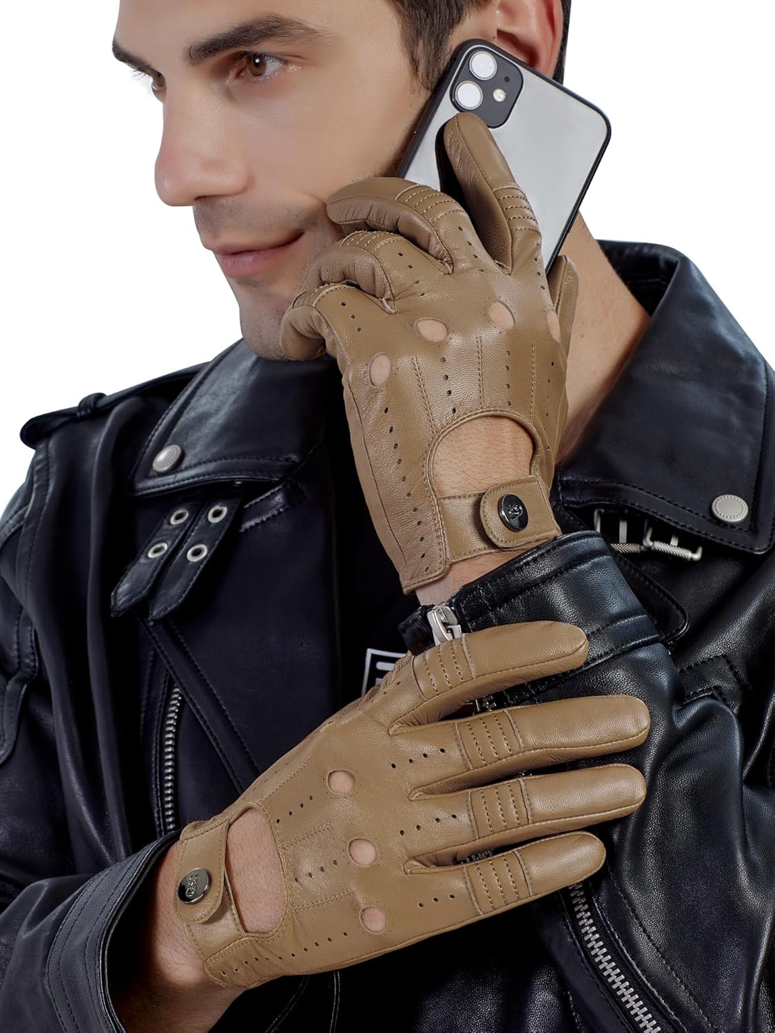 GSG Men Genuine Leather Gloves for Driving and Cycling Comfort
