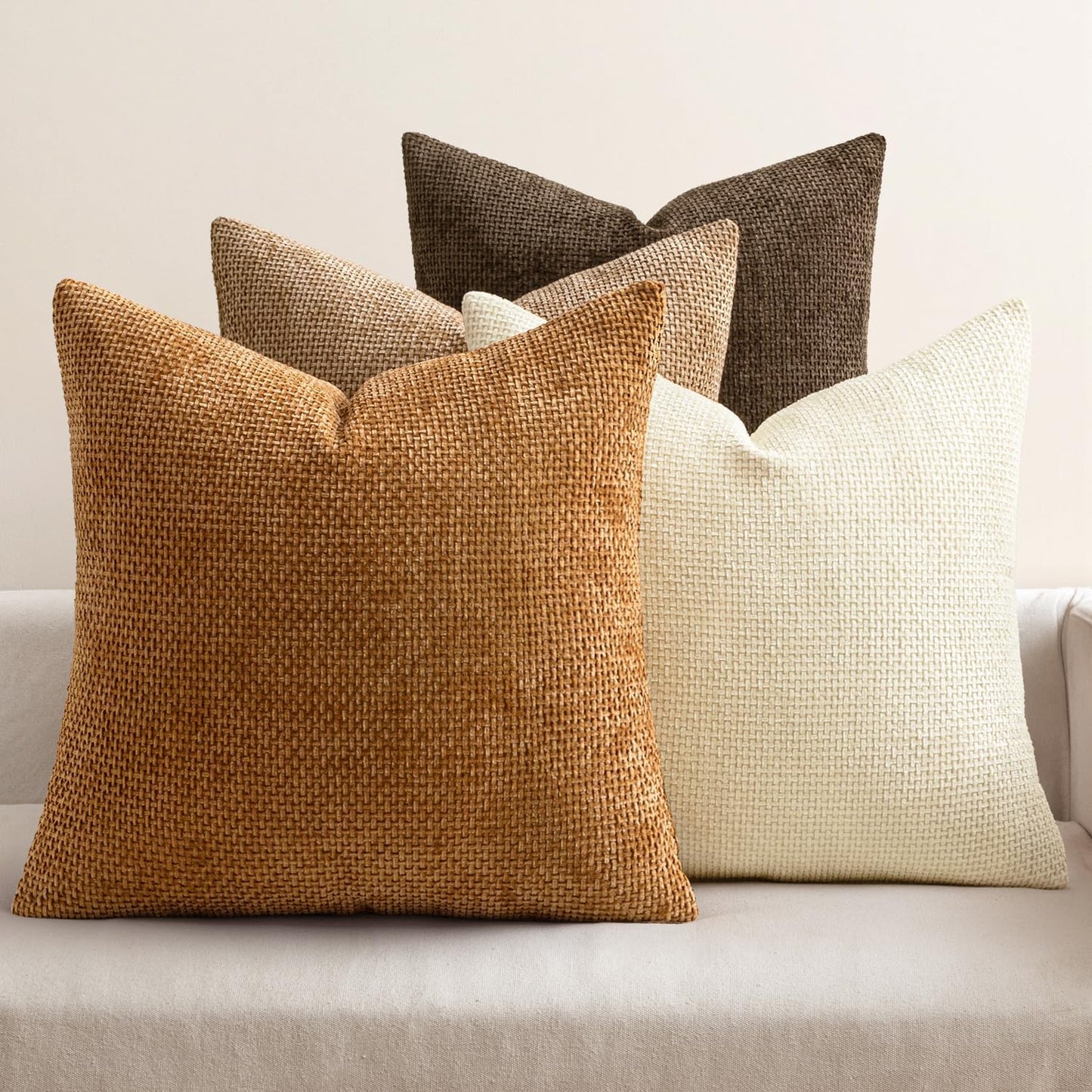 MIULEE 20x20 Inch Brown Couch Throw Pillow Covers for Home Decor