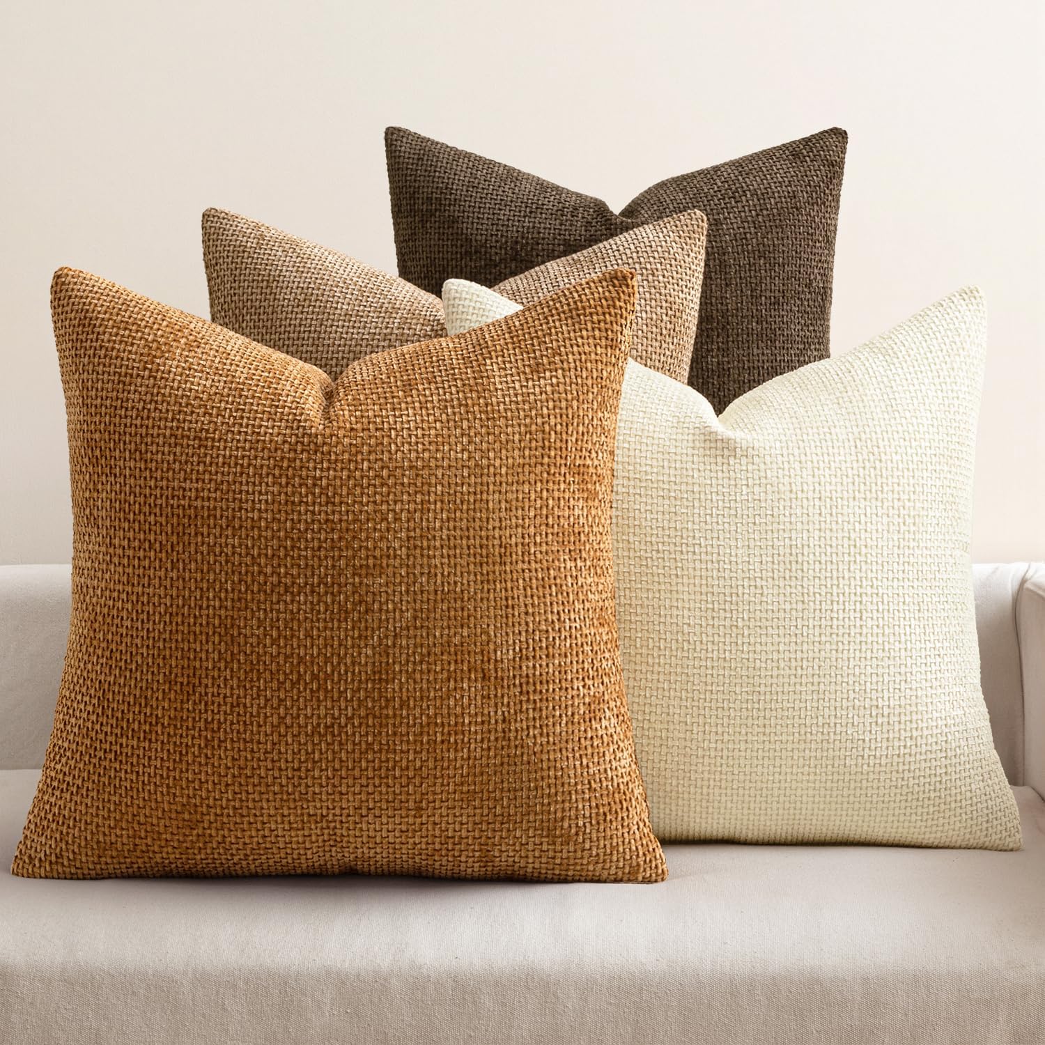 MIULEE 20x20 Inch Brown Couch Throw Pillow Covers for Home Decor