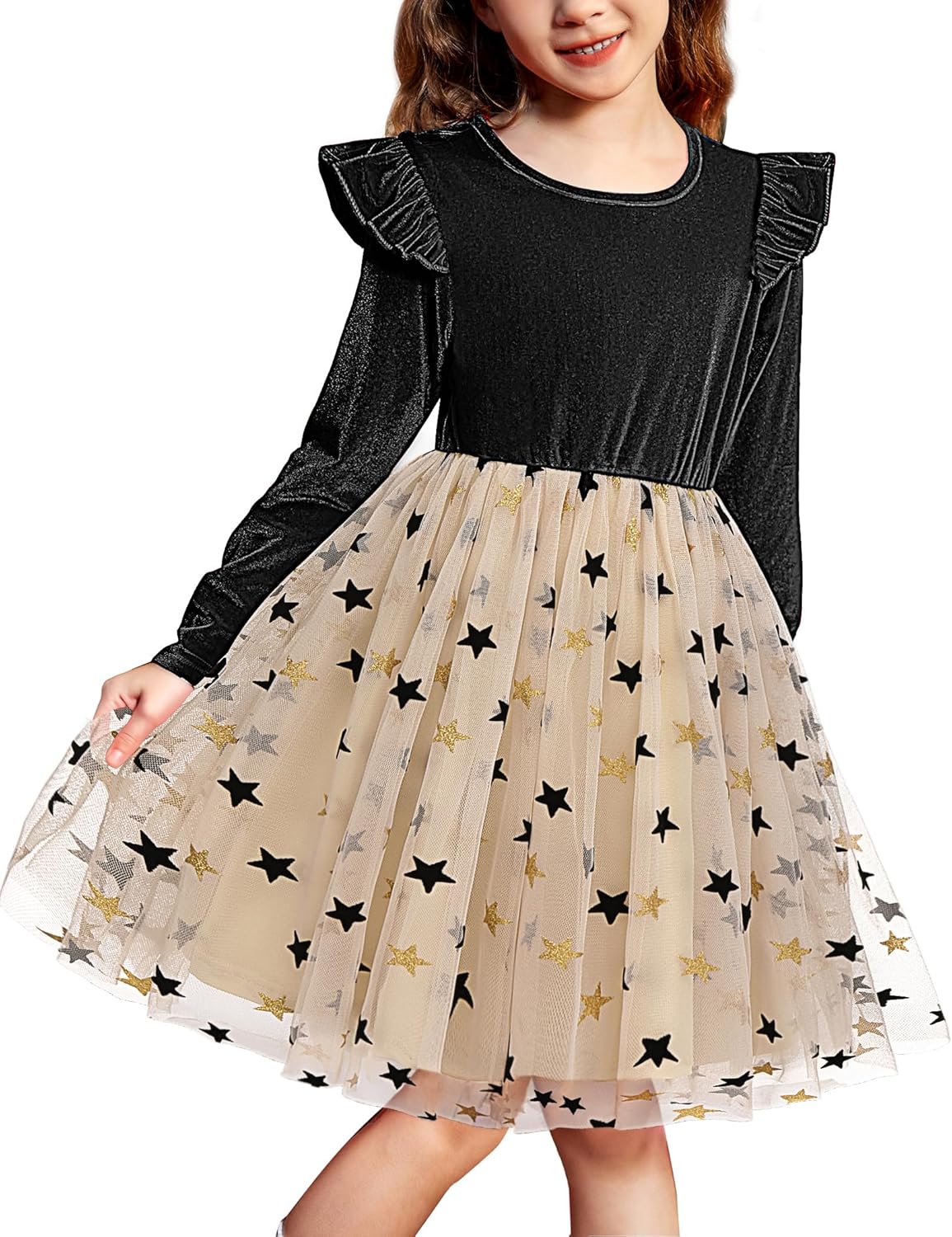 Toddler Tutu Dresses for Girls - Velvet Tulle Long Sleeve Style