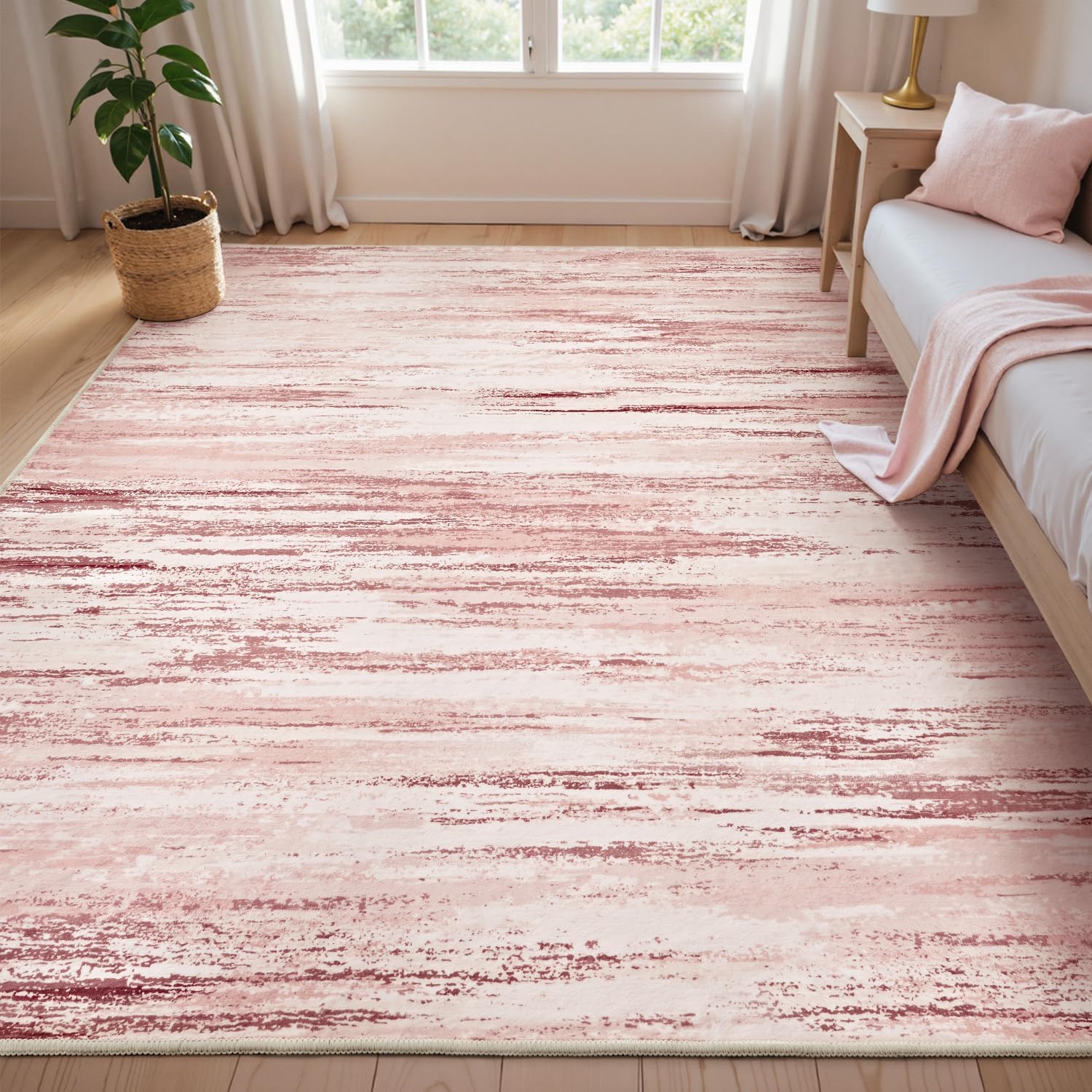 Tchdio Pink Rug 5x7 Area Rugs for Living Room and Bedroom
