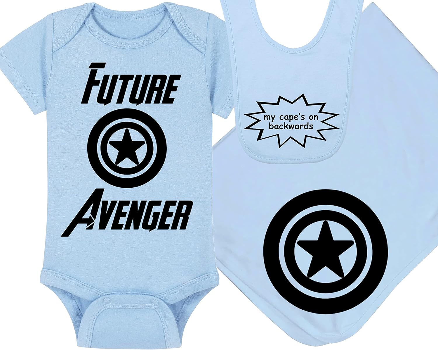 Future Avenger Superhero Baby Onesie Hat Blanket Bib Set