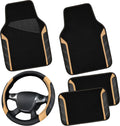 Microfiber Steering Wheel Cover and Waterproof Floor Mats Combo