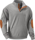 Corduroy Quarter Button Pullover Sweatshirt - Warm Casual Fit