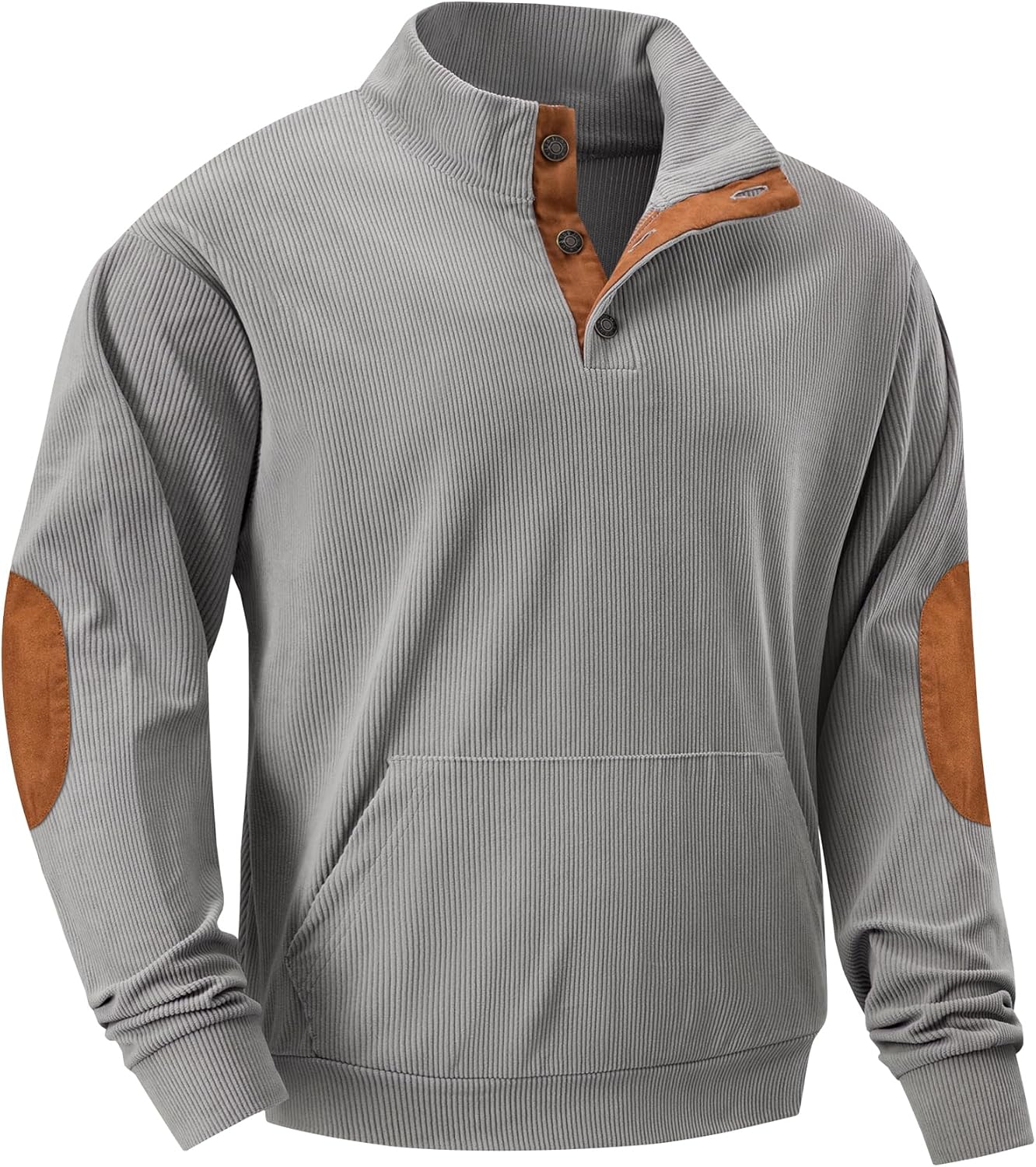 JMIERR Mens Warm Corduroy Sweatshirt with Stand Collar Design
