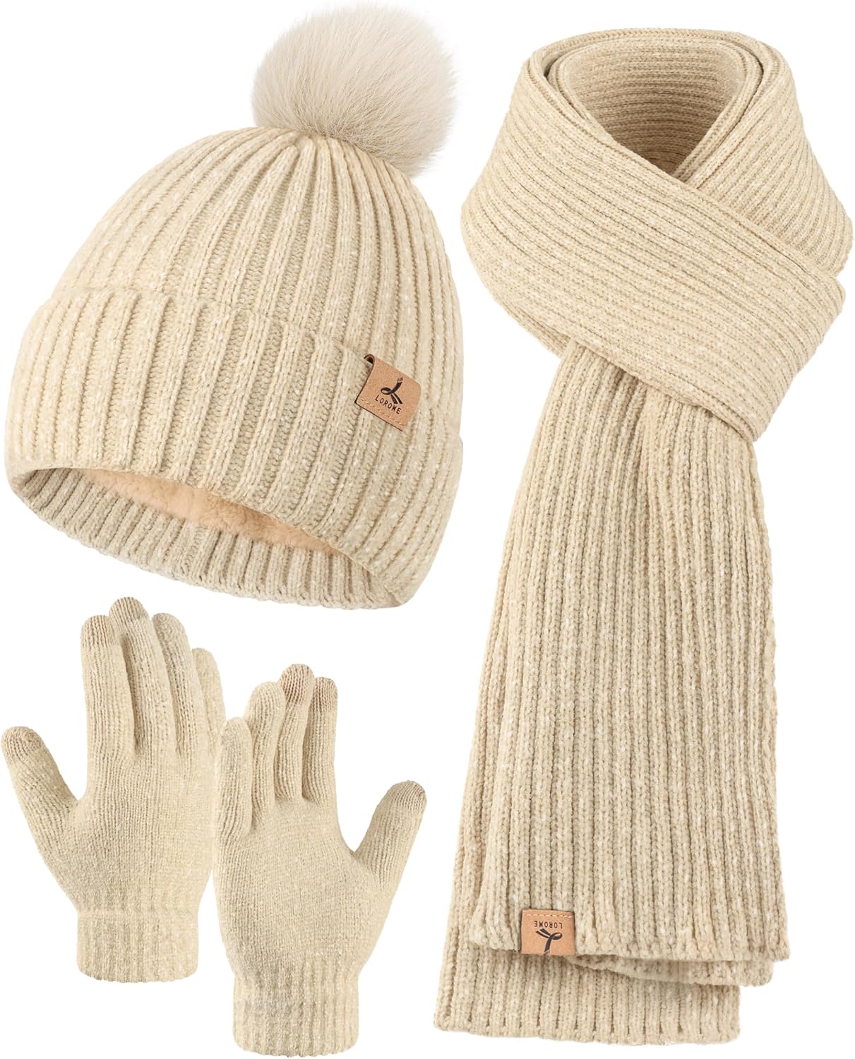 Winter Warm Hat Scarf and Touch Screen Gloves Set for All