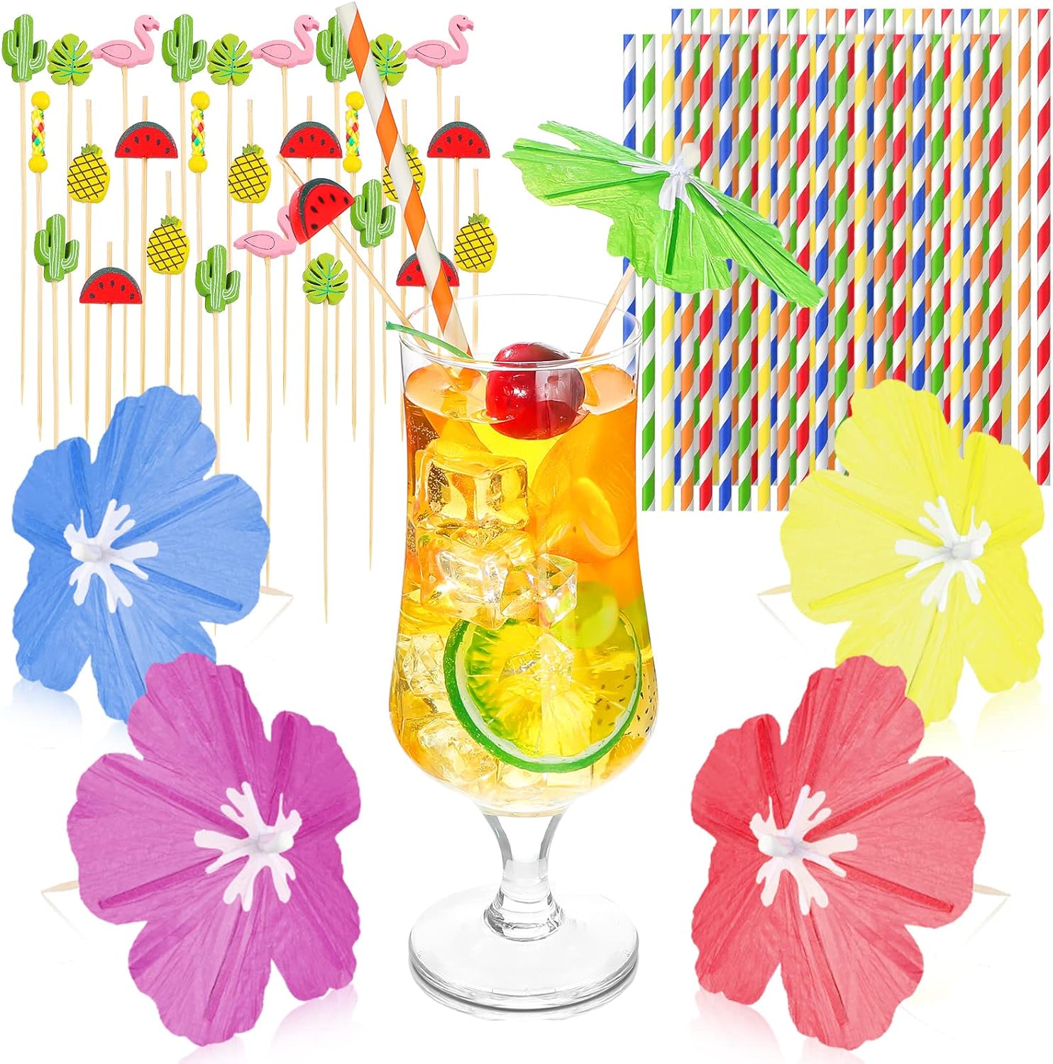 Colorful Umbrella Cocktail Picks - Luau Party Essential
