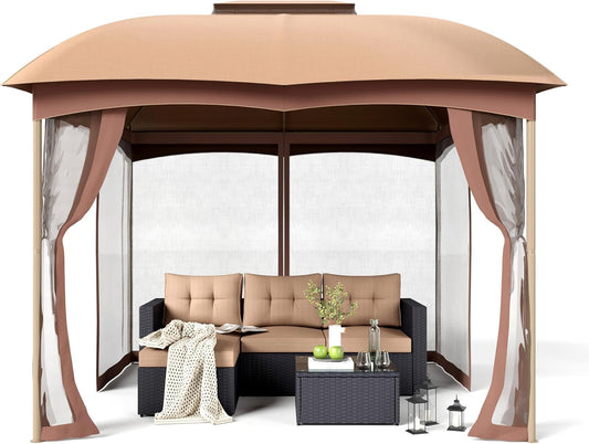 Double Vent Canopy Gazebo: Mosquito Netting & Steel Frame for Ultimate Outdoor Comfort