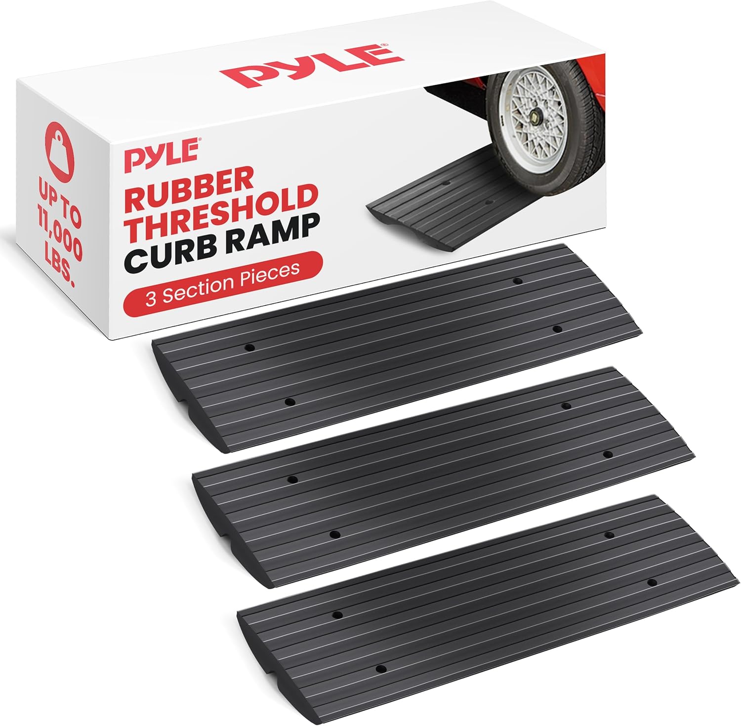 Pyle Car Driveway Adjustable Curb Ramps for Heavy Duty Use
