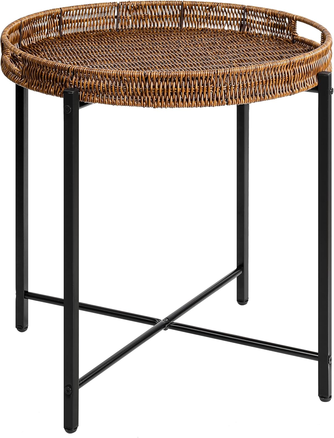 Brown Small Round End Table for Indoor and Outdoor Use