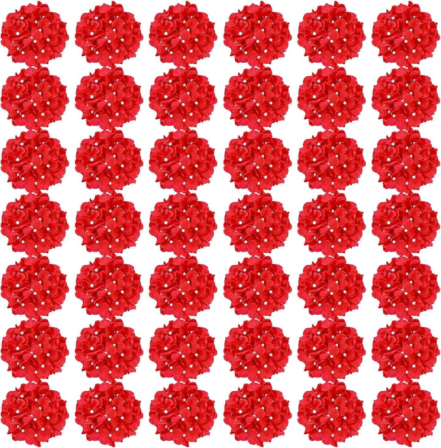 64pcs Red Artificial Hydrangea Flowers for Home and Weddings