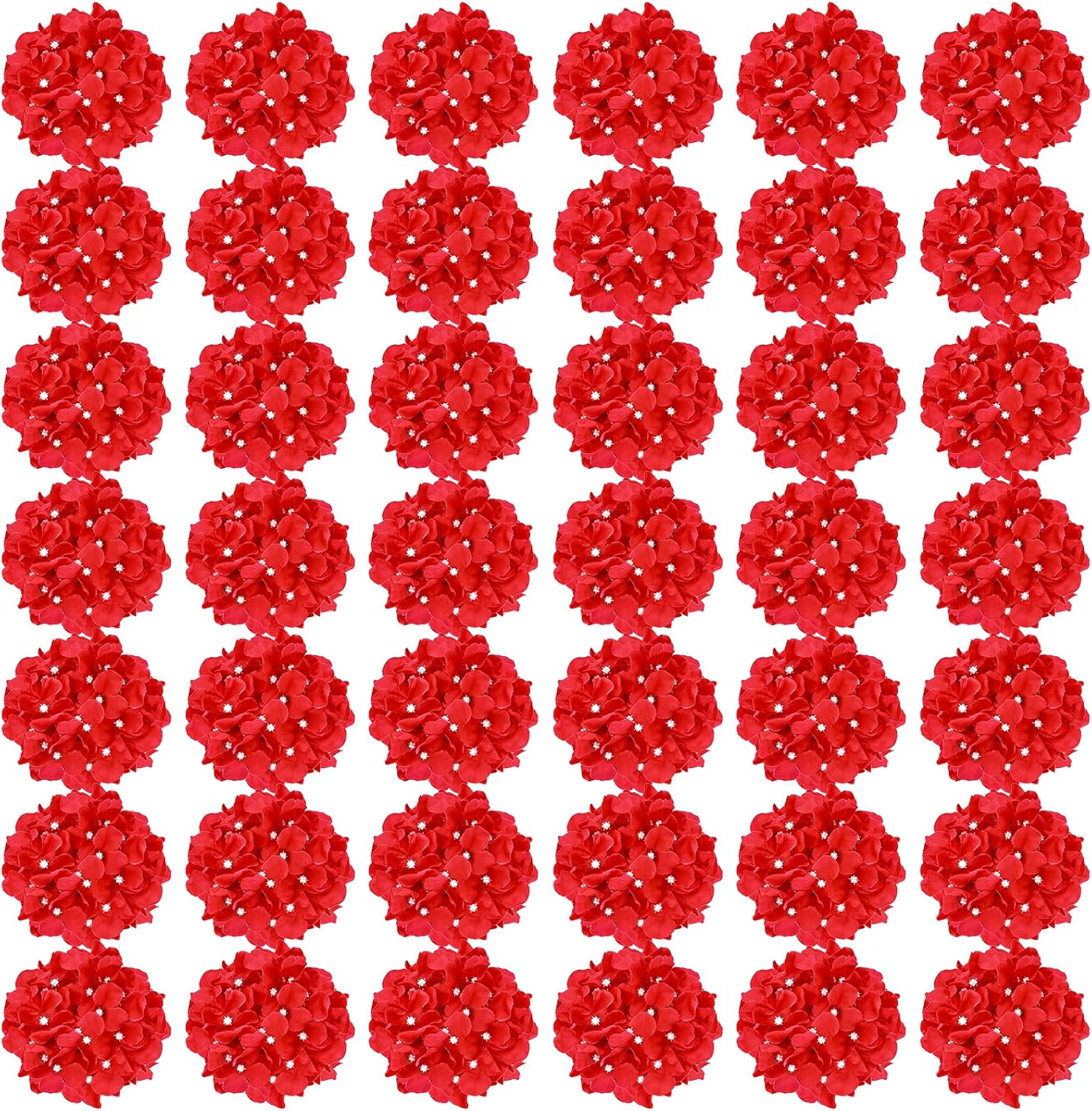 64pcs Red Artificial Hydrangea Flowers for Home and Weddings