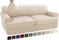 T Cushion Sofa Slipcover 3 Piece Stretch Fit - Biscotti Beige