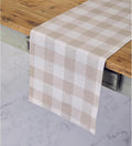 Buffalo Check Linen Table Runner 14 x 48 in - Natural White