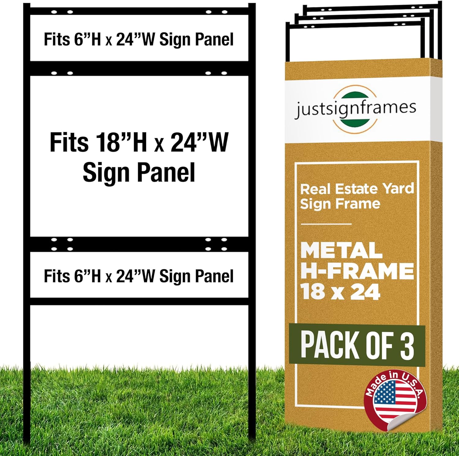 Durable Real Estate Yard Sign Metal H-Frame with Riders Pack of 3