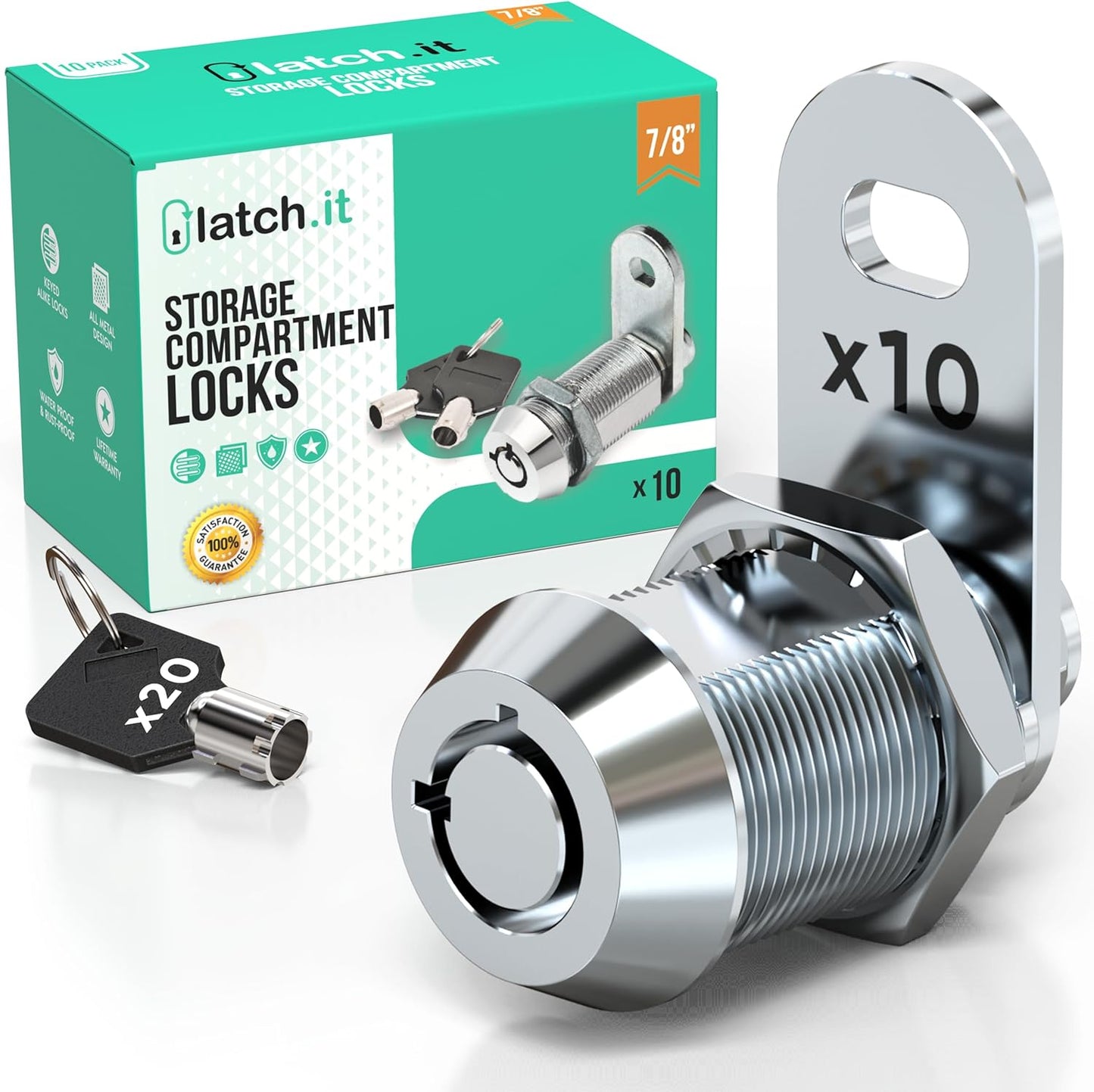 LATCH.IT 7/8 RV Storage Locks 10Pack for Secure Storage