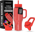 Coldest Tumbler with Handle and Straw - 36 oz Leak Proof Insulated Cup