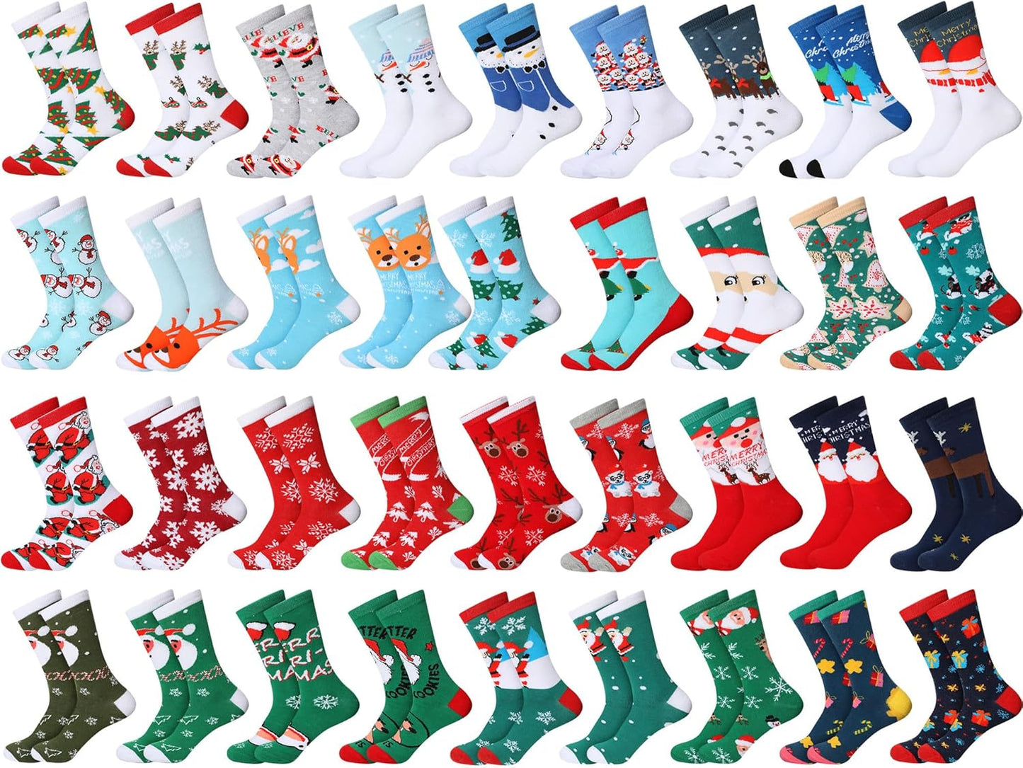 36 Pairs Christmas Crew Socks Set for Women - Fun & Cozy Styles