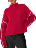 PRETTYGARDEN Chunky Knit Mock Neck Oversized Sweater - Cozy Fit