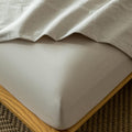 MooMee Fitted Bottom Sheet Twin Cream Grey - Soft Washed Cotton
