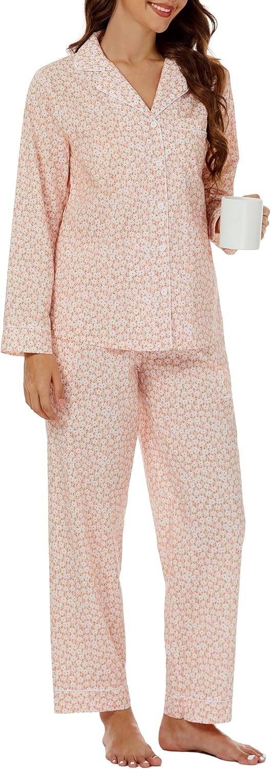 LUBOT 100% Cotton Pajamas for Women - Stylish Sleepwear Set