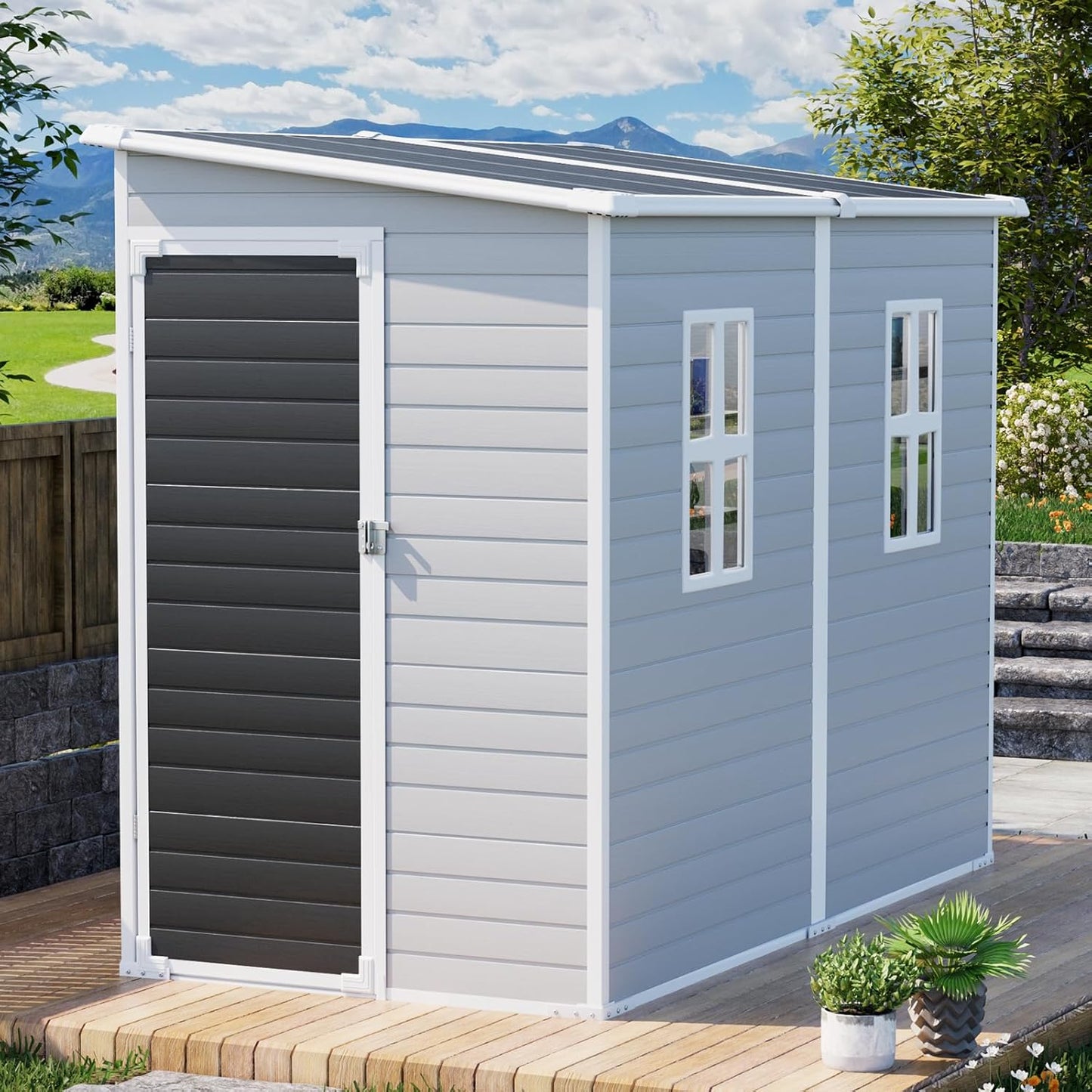 Durable Resin Storage Shed 8x4x6 FT for Backyard Tools