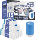 Cozy Essential 15 Pack Travel Vacuum Storage Bags with Electric Pump