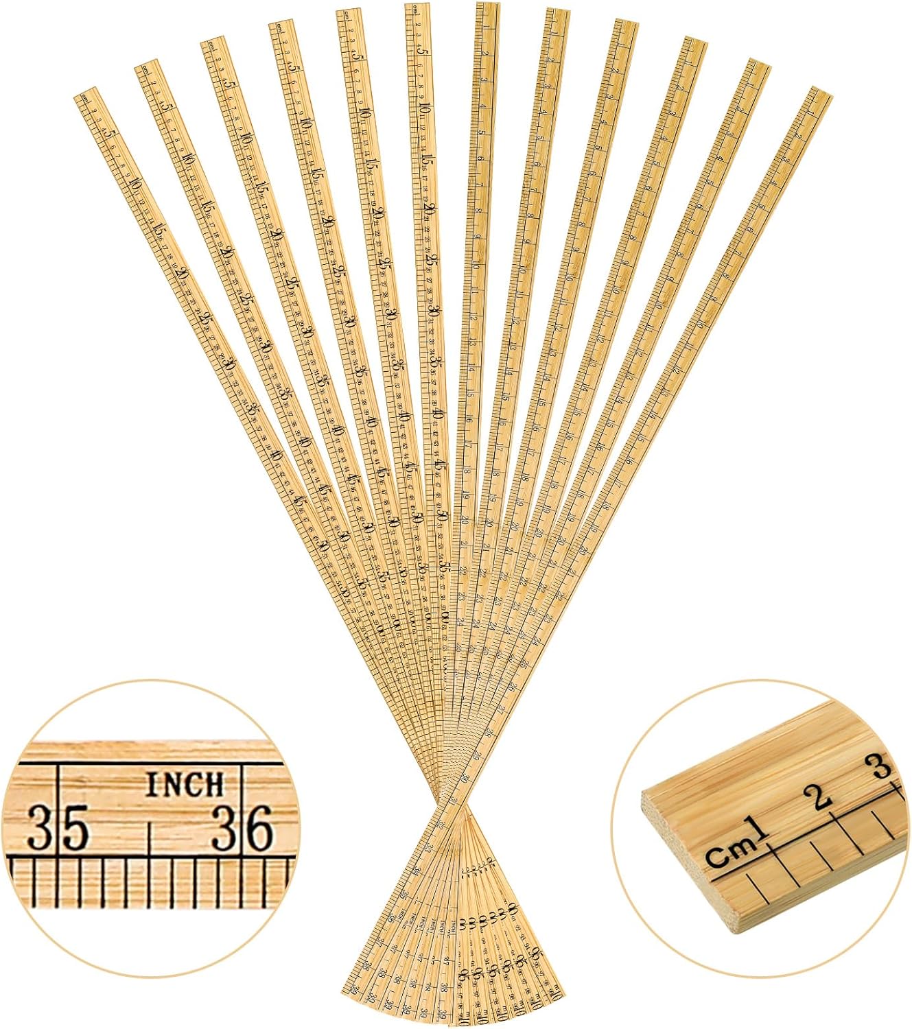 Fulmoon 12 Pieces Double Sided Meter Stick for Classroom Use