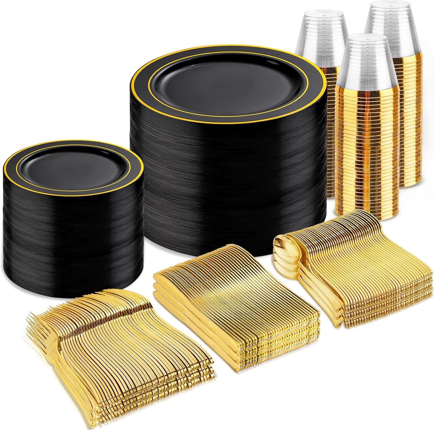 bUCLA 600PCS Black and Gold Disposable Dinnerware Set Review