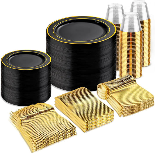bUCLA 600PCS Black and Gold Disposable Dinnerware Set Review