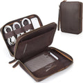Polare Full Grain Leather Travel Cable Organizer Case - Compact Tech