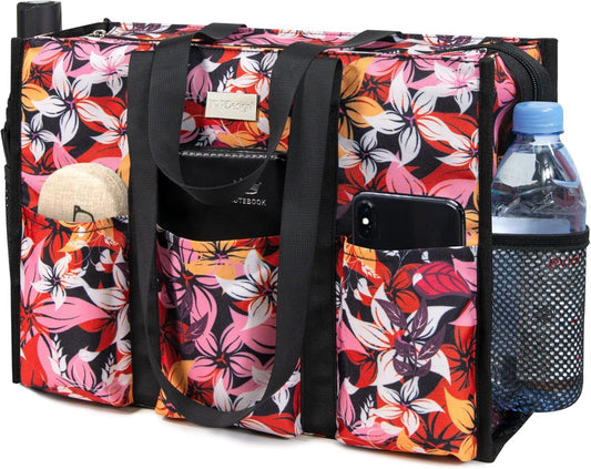 Utility Water Resistant Tote Bag with 13 Pockets for Women