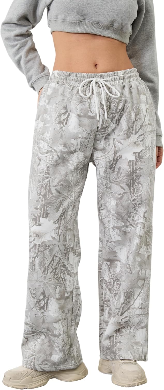 Camo Pants Women Baggy Fleece Jogger Sweatpants for Comfort