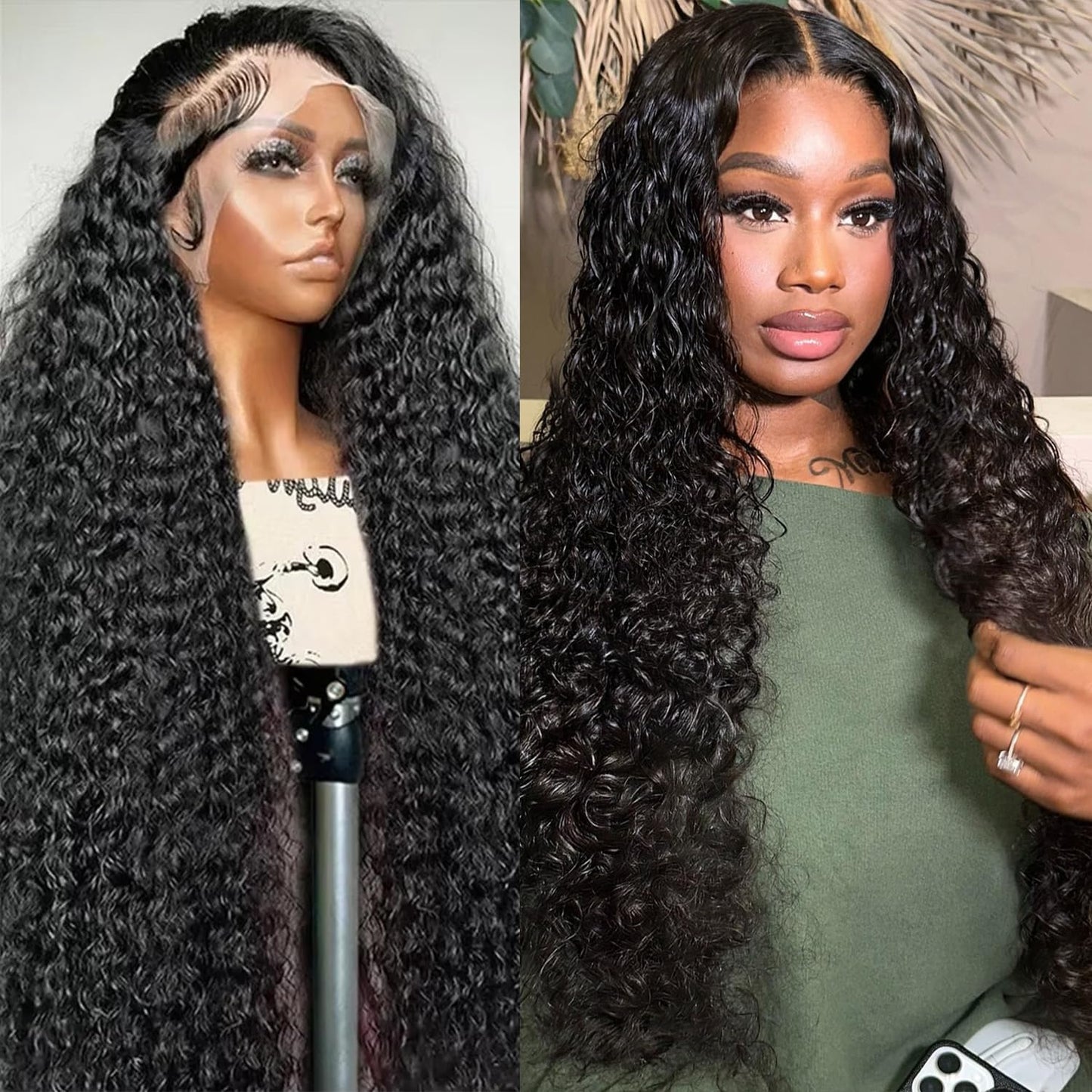 Water Wave Lace Front Wigs for Women - 200 Density Curly Style