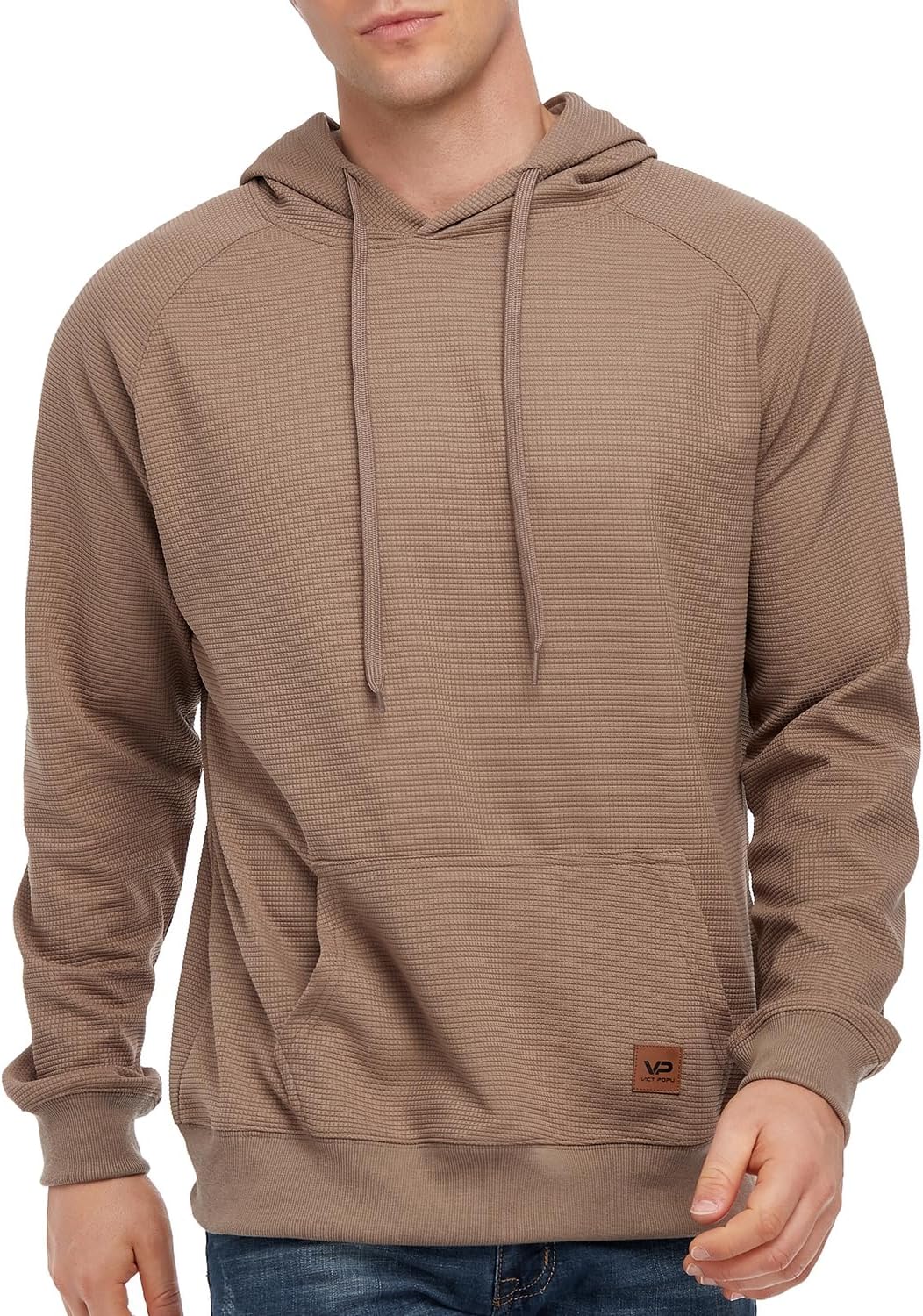 VICT POPU Men's Plaid Jacquard Hoodie - Warm & Stylish