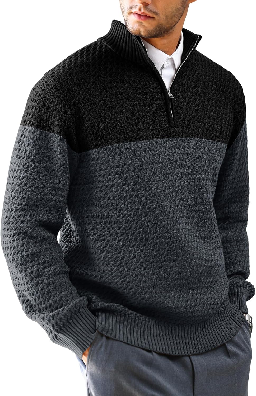 Men's Quarter-Zip Sweater for Business Casual Style and Comfort