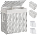 Laundry Hamper with Lid and Dividers - Large 110L Wicker Style