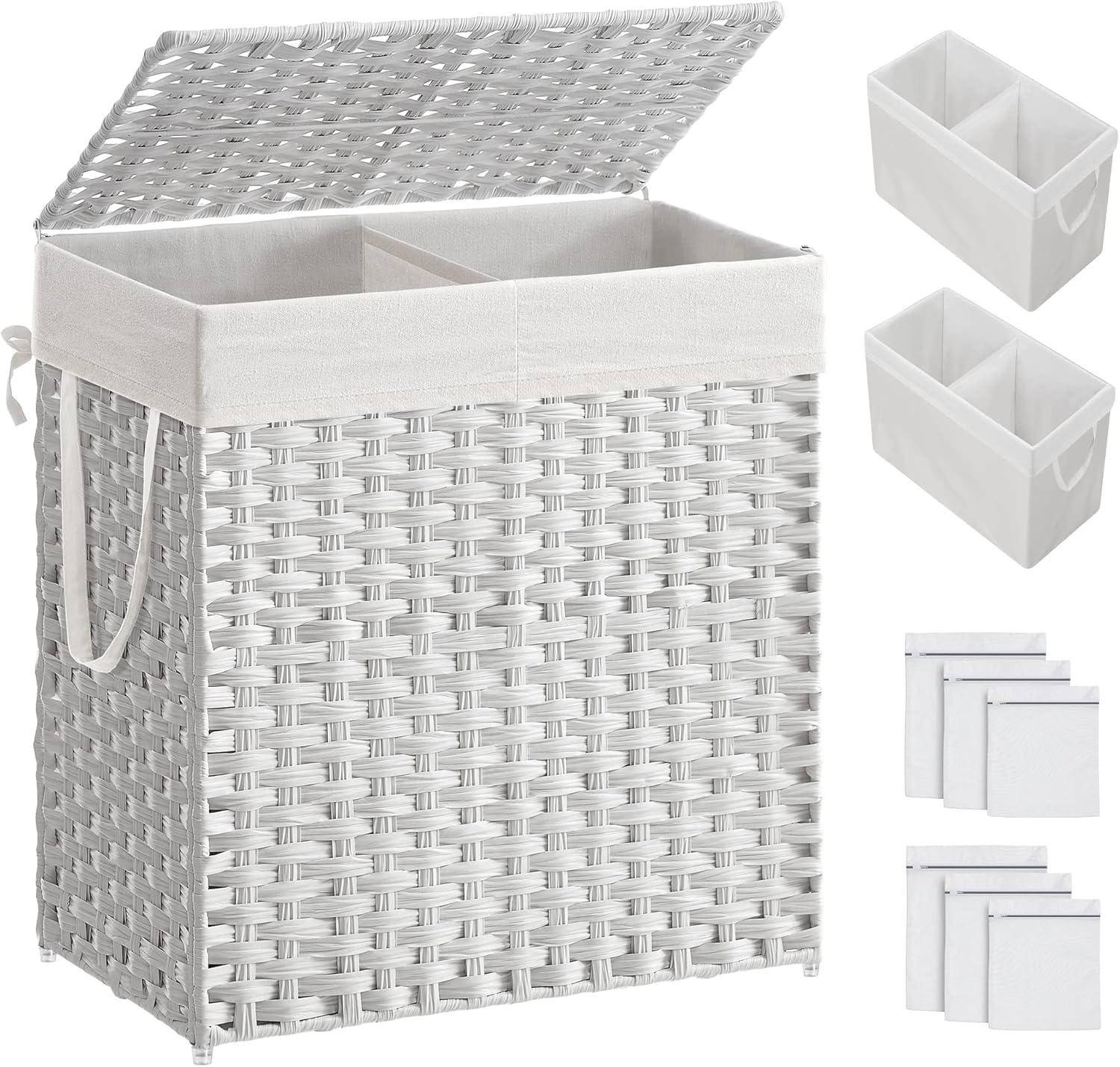 SONGMICS Laundry Hamper with Lid, 110L Double Laundry Basket